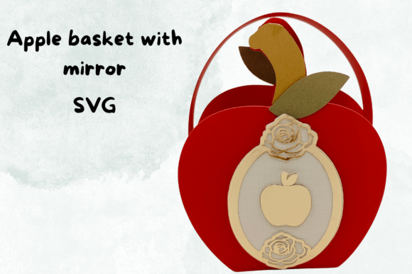 Apple Basket with Mirror 3D SVG for Fall Crafts