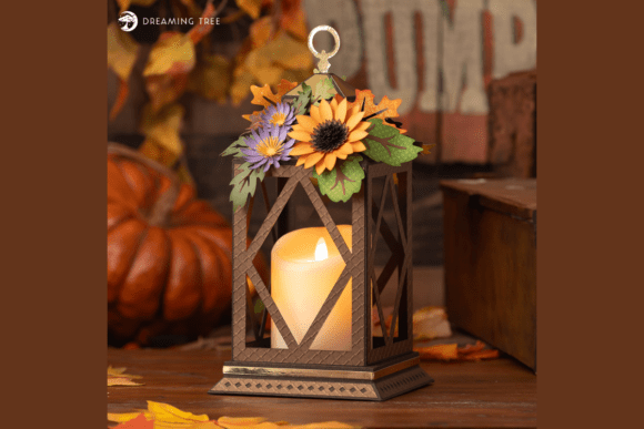 Autumn Glow Lantern SVG: 3D Objects for Branding