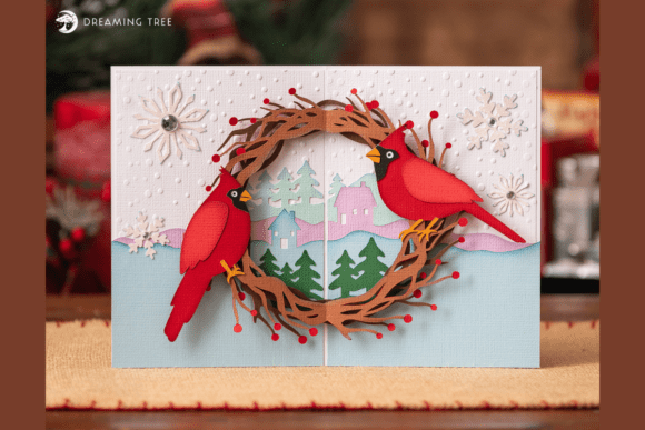 Cardinal Wreath Card SVG: A 3D Christmas Review
