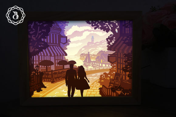 Couple in Love Shadow Box Template for 3D SVG and Shadow Boxes