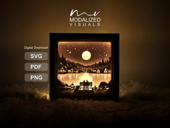 Couple Lightbox Paper Art: 3D SVG for Shadow Boxes