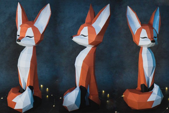 Fox Papercraft DIY Pepakura Origami Temp 3D SVG