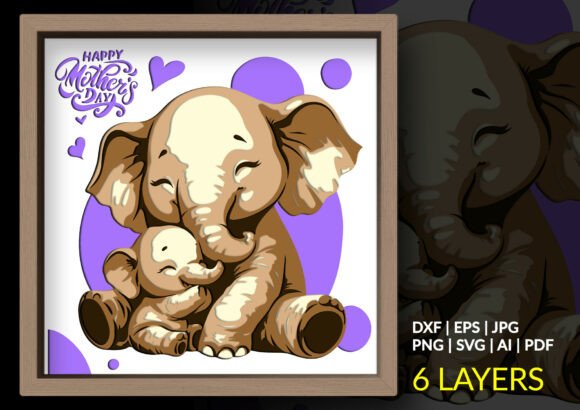 Mother Baby Elephant 3D SVG Shadow Boxes Review