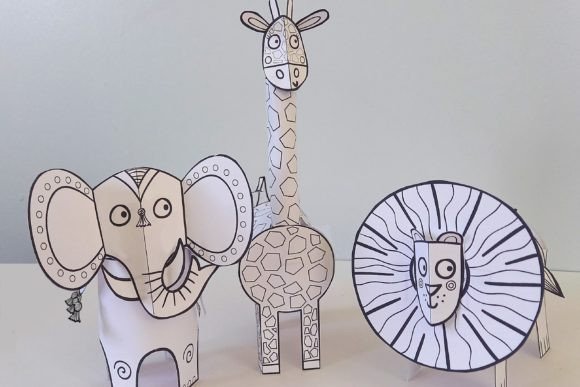 Paper Animals Set: 3D SVG for Kids Crafts & Commercial Use