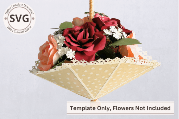 Paper Flower Umbrella Bouquet Template 3D SVG