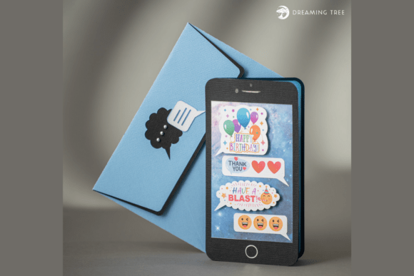 Smartphone Card SVG: 3D Design for Birthdays