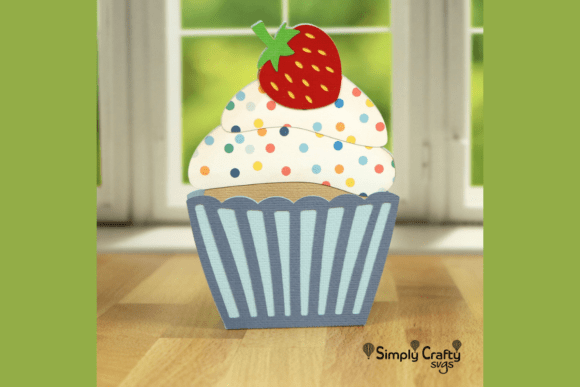 Strawberry Cupcake Box Card SVG for 3D Birthdays