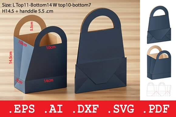 Tapered Gift Bag with Circular Handles 3D SVG